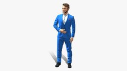 Man in blue fashion suit 0905
