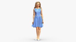 Woman in blue dress 0100