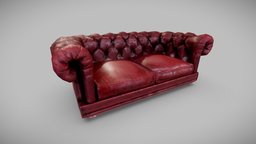 Low Poly Old Leather Sofa