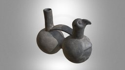 Double vessel with a bird’s head