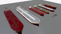 Pack ships and tugboats 3d model lowpoly