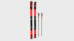 Alpine skis with poles