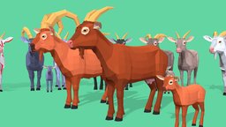 Low Poly Goats pack