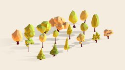 Cartoon Low Poly 18 Trees Asset Pack