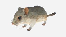 Low Poly Art Sand Mouse Animal