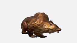 Animated Low Poly Art Brown Bear