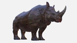Lowpolygon Art African Animal Rhino