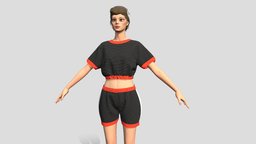 Fitness sport woman. 3D game model