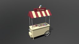 Low Poly Cartoon Ice Cream Cart