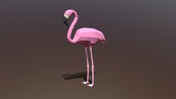 Low Poly Cartoon Flamingo