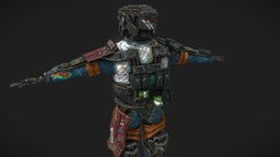 3d low poly  detailed sci fi military character