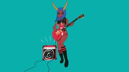 demon girl playing guitar