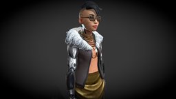 Cyberpunk female full-body character
