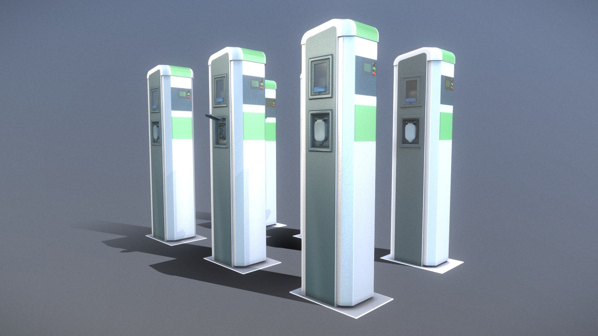 Electric Vehicle Charging Station 1 LowPoly 3D Model
