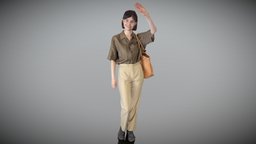 Pretty girl in brown shirt and beige pant 203