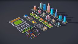 Polygonia City Buildings + Cars + Elements Pack