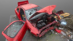 Red car wreck
