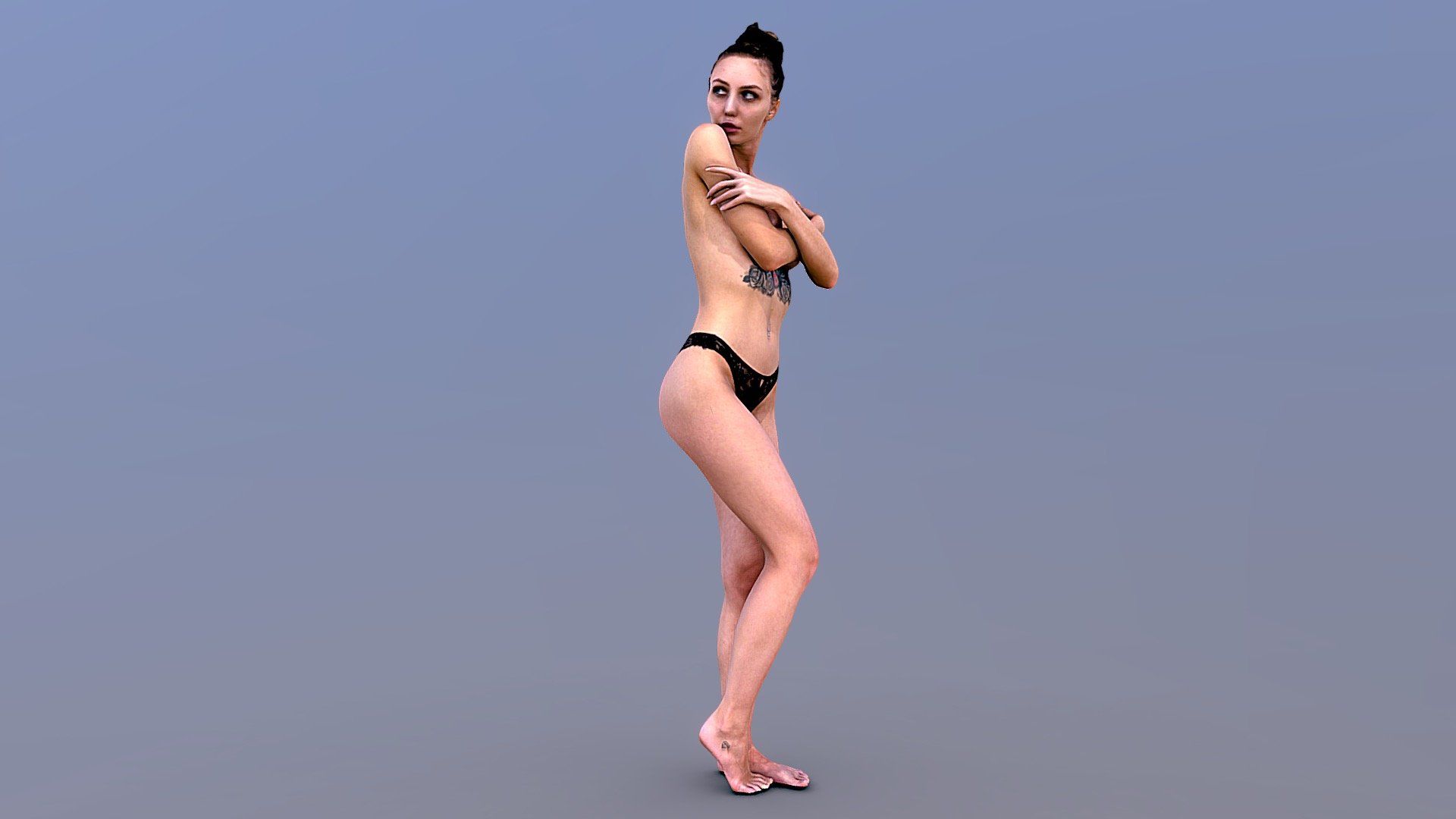 Topless posing woman 3d model