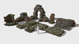 Low poly Ruin Medieval Construction A2020