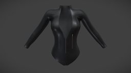 Black Shiny Latex Zip Up Body Suit