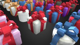 Gift box package low poly