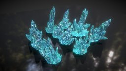 Low poly Blue Crystal Gemstone Pack 200110