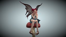Fairy girl on a mushroom