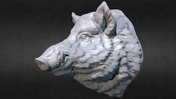 Wild Boar head. Digital sculpture