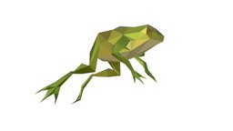 Animated Green Frog Lowpoly Art Style