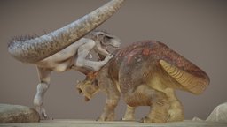 Triceratops Horridus vs Tyranosaurus Rex Diorama