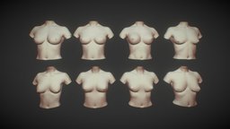 Female breast set 3D model