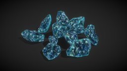 Low poly Blue Crystal Gemstone Pack 200110