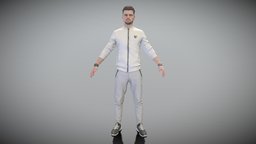 Handsome man in white tracksuit in A-pose 343