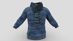 Mens Sweater With Scarf
