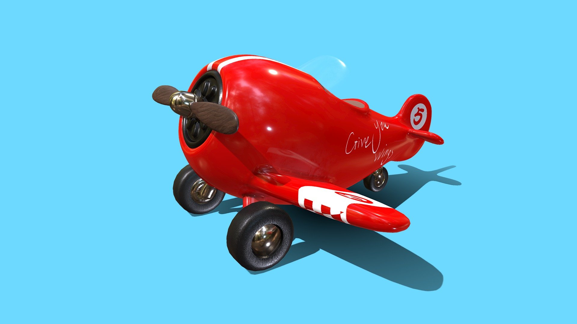 Cartoon airplane 3d model