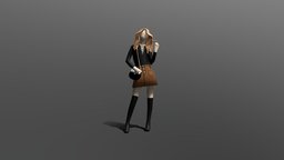 Low Poly Attractive Fashion Girl 003