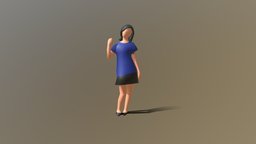 Low Poly Cute Girl Say Hello